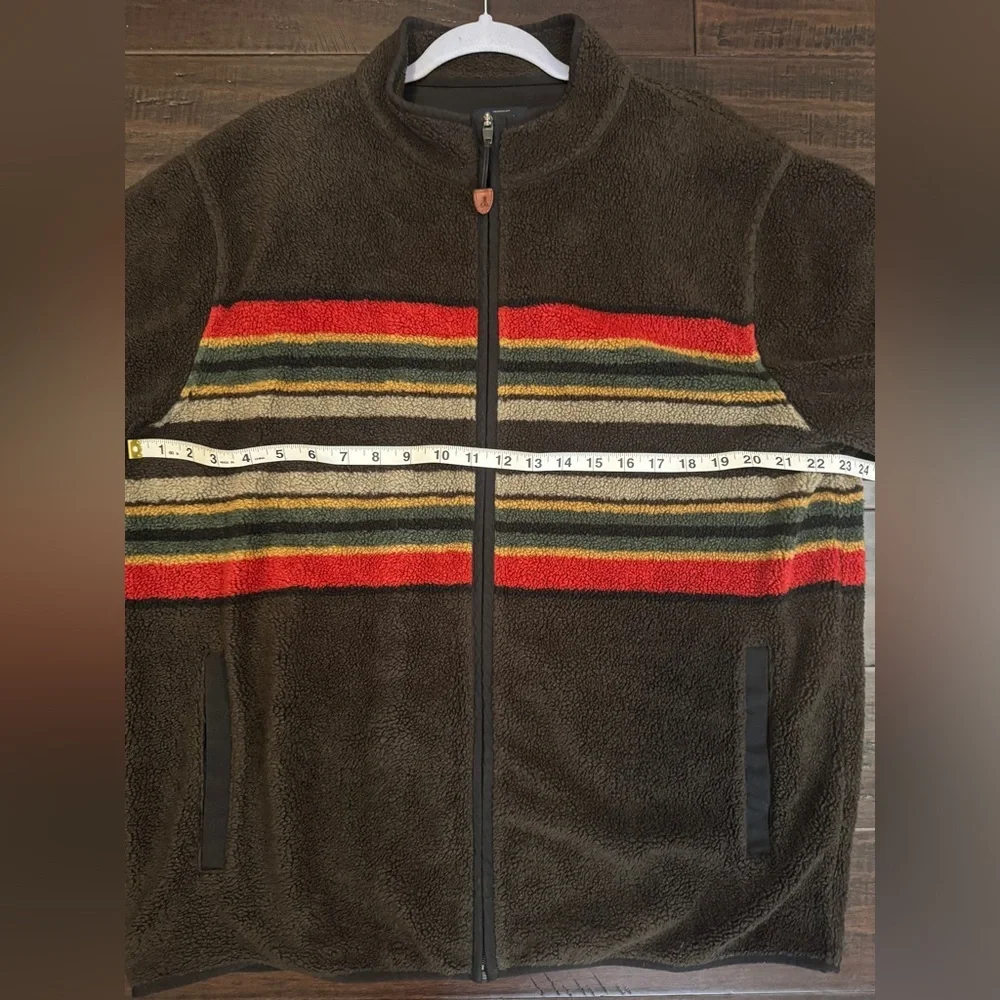 Pendleton zip up fleece jacket camp stripe outdoors winter warm fall sweater